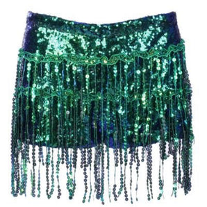 Mermaid Green Tassel Sequin shorts