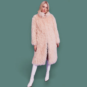 Bamboo Blend Faux Fur Shearling Blush Coat