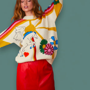 Unicorn Design Cashmere and Banana Peel Jumper