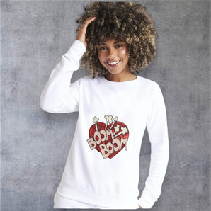 Sequin Heart Embellished White Sweat-top