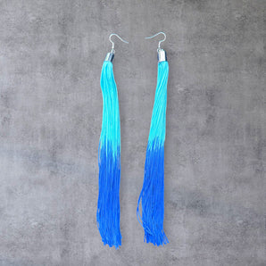 Blue Ambre Tassel Earrings