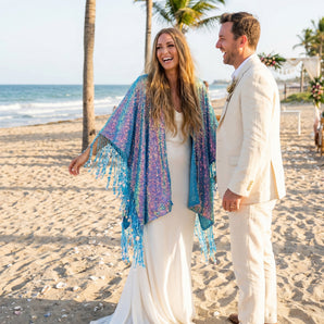 Sequin Kimono Iridescent with Sequin Tassels