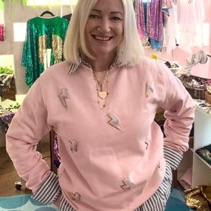 Lightning Bolt Light Pink Sweatshirt