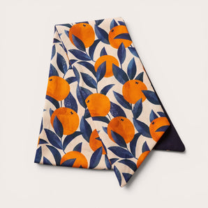 Orange Print Cotton Hair Wrap | Handmade Citrus Head Scarf | Mediterranean Hair Accessory