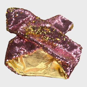 Wired Sequin Pink and Gold Hair Wrap