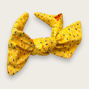 Raindrops mustard Fabric Bow Hairband