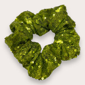 Chartreuse Green Sequin Scrunchie
