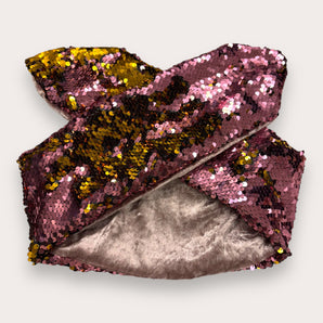 Wired Sequin Pink and Gold Hair Wrap
