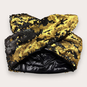 Sequin Wired Black and Gold Hair Wrap