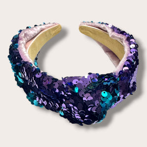 Sequin Headband Turquoise and Purple