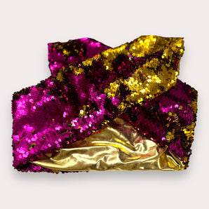 Sequin Wired Pink and Gold Hair Wrap