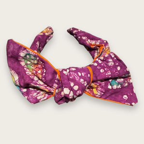 Batik Purple Fabric Bow Hairband