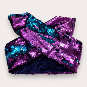 Sequin Purple and Turquoise Hair Wrap