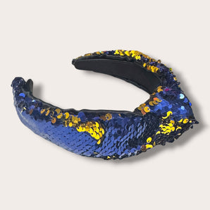 Sequin Headband Blue and Gold