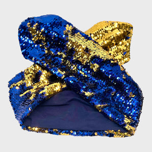 Wired Sequin Blue and Gold Hair Wrap