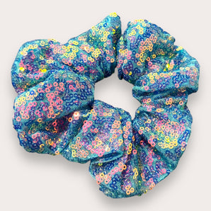 Iridescent Blue Sequin Scrunchie