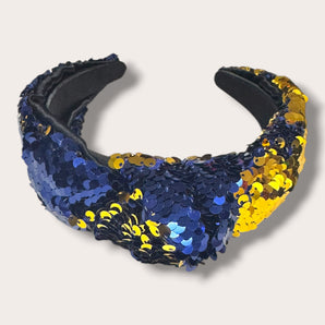 Sequin Headband Blue and Gold