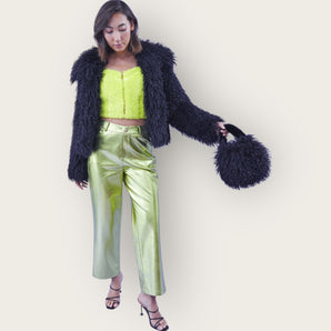 Bamboo Blend Faux Fur Shearling Jacket