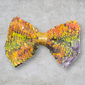 Iridescent violet and gold Sequin Bow Hair Clip