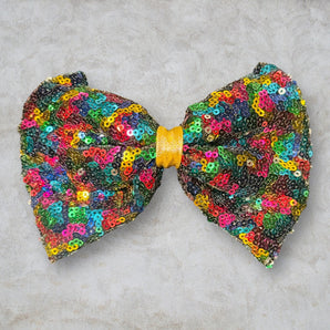 Rainbow Sequin Bow Hair Clip