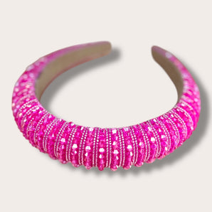 Pink Beaded Crystal Headband