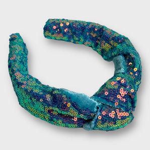 Sequin Headband Iridescent Blue