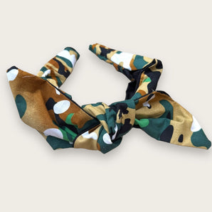 Camo Skull Fabric Bow Headband