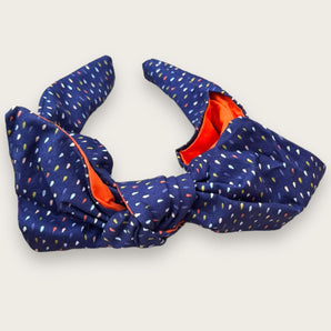 Raindrops Blue Fabric Bow Hairband