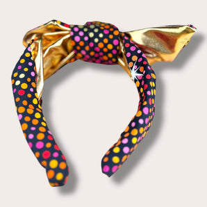 Disco Dots Fabric Bow Headband