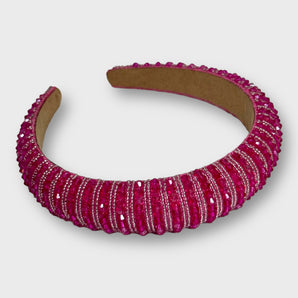 Pink Beaded Crystal Headband