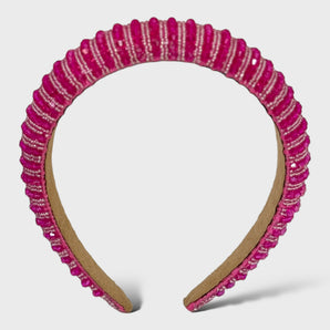 Pink Beaded Crystal Headband