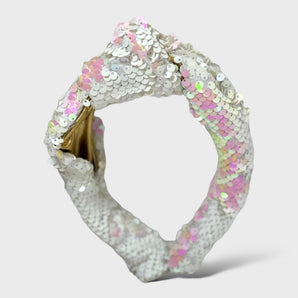 Sequin Headband Iridescent White