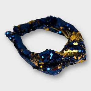 Sequin Headband Blue and Gold