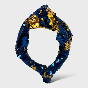 Sequin Headband Blue and Gold