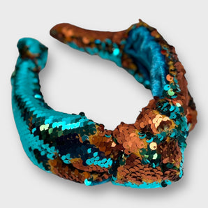 Sequin Headband Bronze and Turquoise