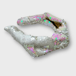 Sequin Headband Iridescent White