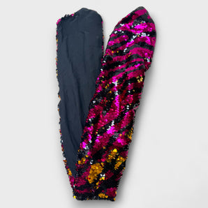 Sequin Wired Pink and Gold Zebra Hair Wrap