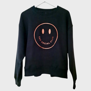 Metallic Bronze Smiley Face Black Sweatshirt by 'Social Club London'