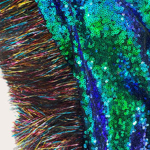 Mermaid Green Sequin Kimono with Tinsel Fringing