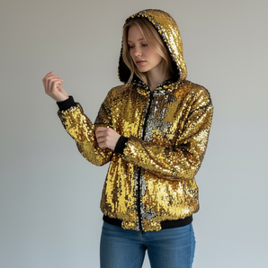 Sequin Jacket Gold with Hood