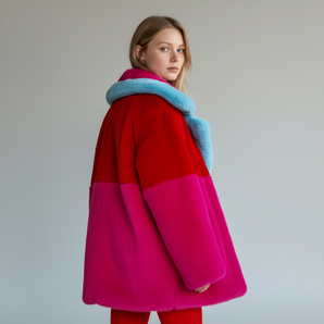 Bamboo Blend Faux Fur Oversized Mid Length Jacket