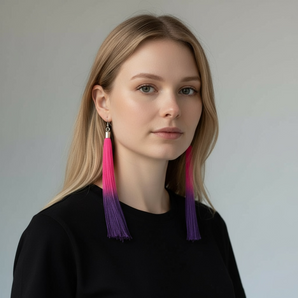 Pink and Purple Ambre Tassel Earrings