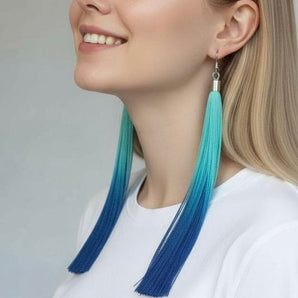Blue Ambre Tassel Earrings
