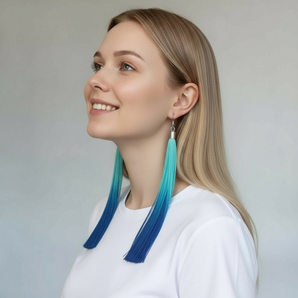 Blue Ambre Tassel Earrings