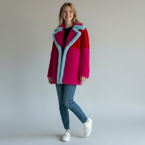 Bamboo Blend Faux Fur Oversized Mid Length Jacket