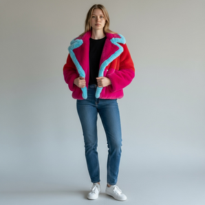 Bamboo Blend Faux Fur Oversized Short Length Jacket