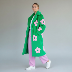 Bamboo Blend Faux Fur flower Coat