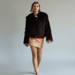 Bamboo Blend Faux Fur Shearling Jacket