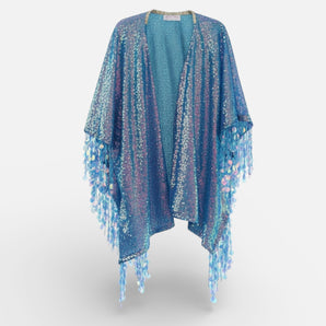 Sequin Kimono Iridescent with Sequin Tassels