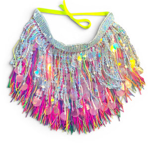 Pink Multicoloured and Silver Sequin and Tassel Choker